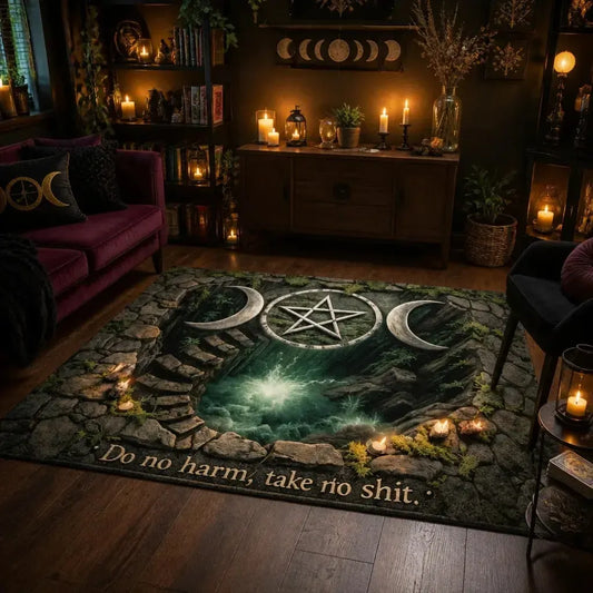 Pentagram Triple Moon Wicca Area Rug –  Occult Carpet for Pagan Home Decor_mockup_1.webp