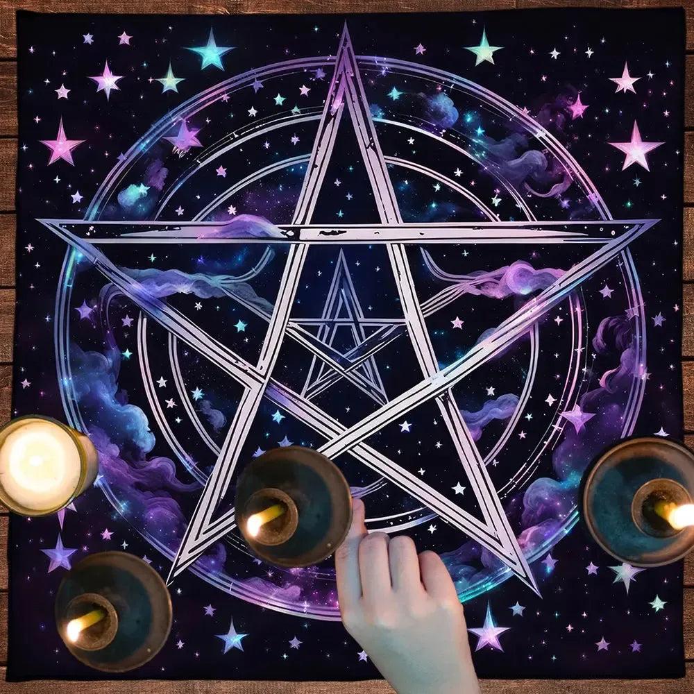 Pentagram Wicca Altar Cloth - Pentacle Pagan Tablecloth For Tarot Reading-MoonChildWorld