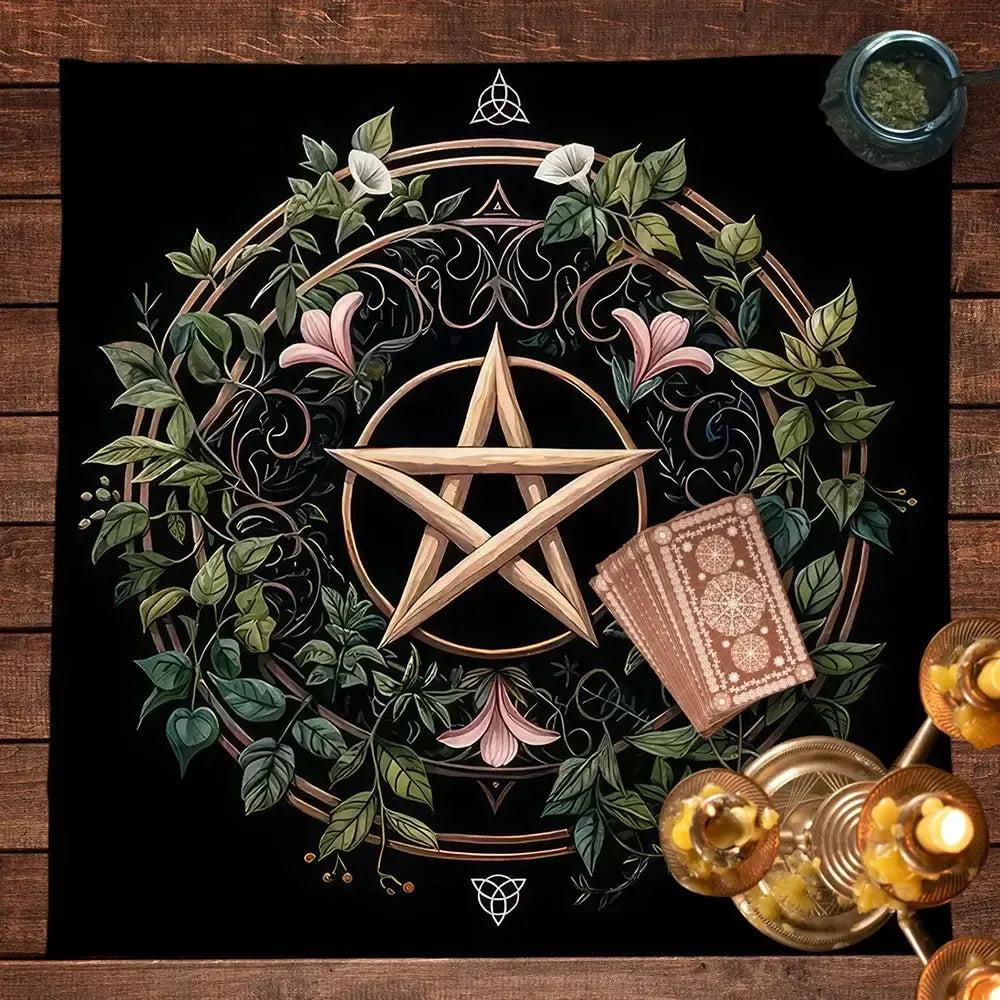 Pentagram Wicca Altar Cloth - Pentacle Pagan Tablecloth For Tarot Reading-MoonChildWorld