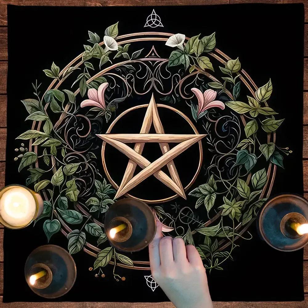 Pentagram Wicca Altar Cloth - Pentacle Pagan Tablecloth For Tarot Reading-MoonChildWorld