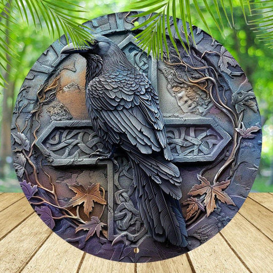 Black Raven Metal Sign Dark Crow Gothic Metal Sign-MoonChildWorld