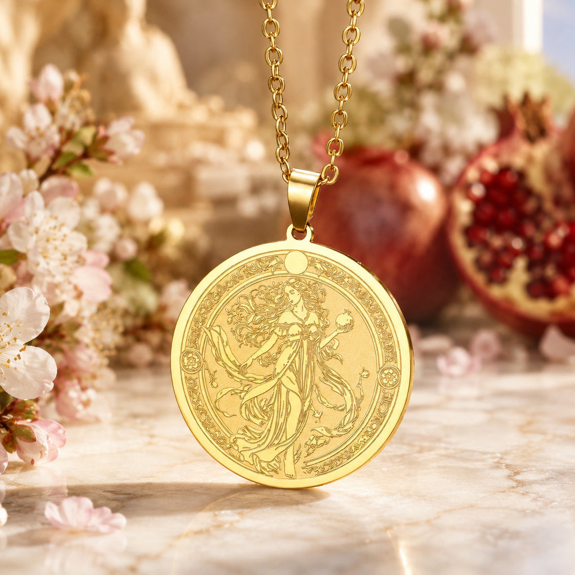 Persephone pomegranate necklace Greek goddess pendant – mystical altar photo 3