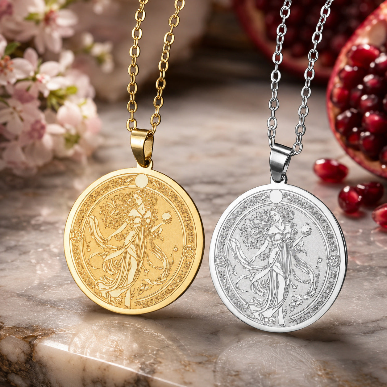 Persephone pomegranate necklace Greek goddess pendant – mystical altar photo 4