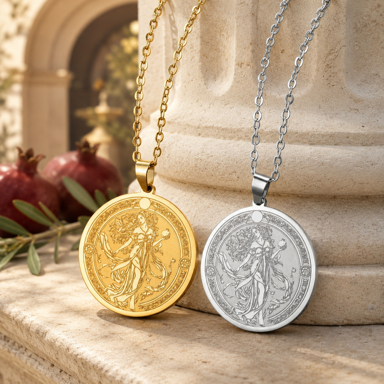 Persephone pomegranate necklace Greek goddess pendant – mystical altar photo 7