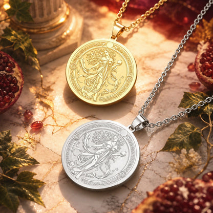 Persephone pomegranate necklace Greek goddess pendant – mystical altar photo 1