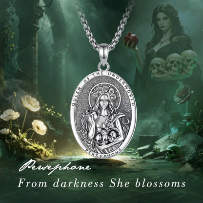 Persephone Pomegranate Skull Necklace Greek Goddess Pendant-MoonChildWorld