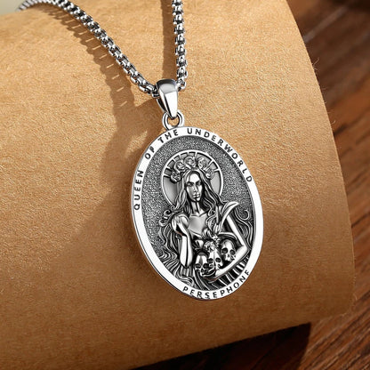 Persephone Pomegranate Skull Necklace Greek Goddess Pendant-MoonChildWorld