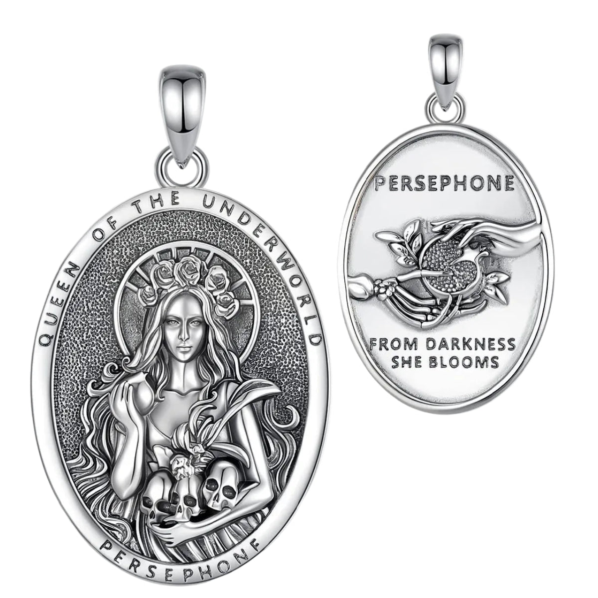 Persephone Pomegranate Skull Necklace Greek Goddess Pendant-MoonChildWorld