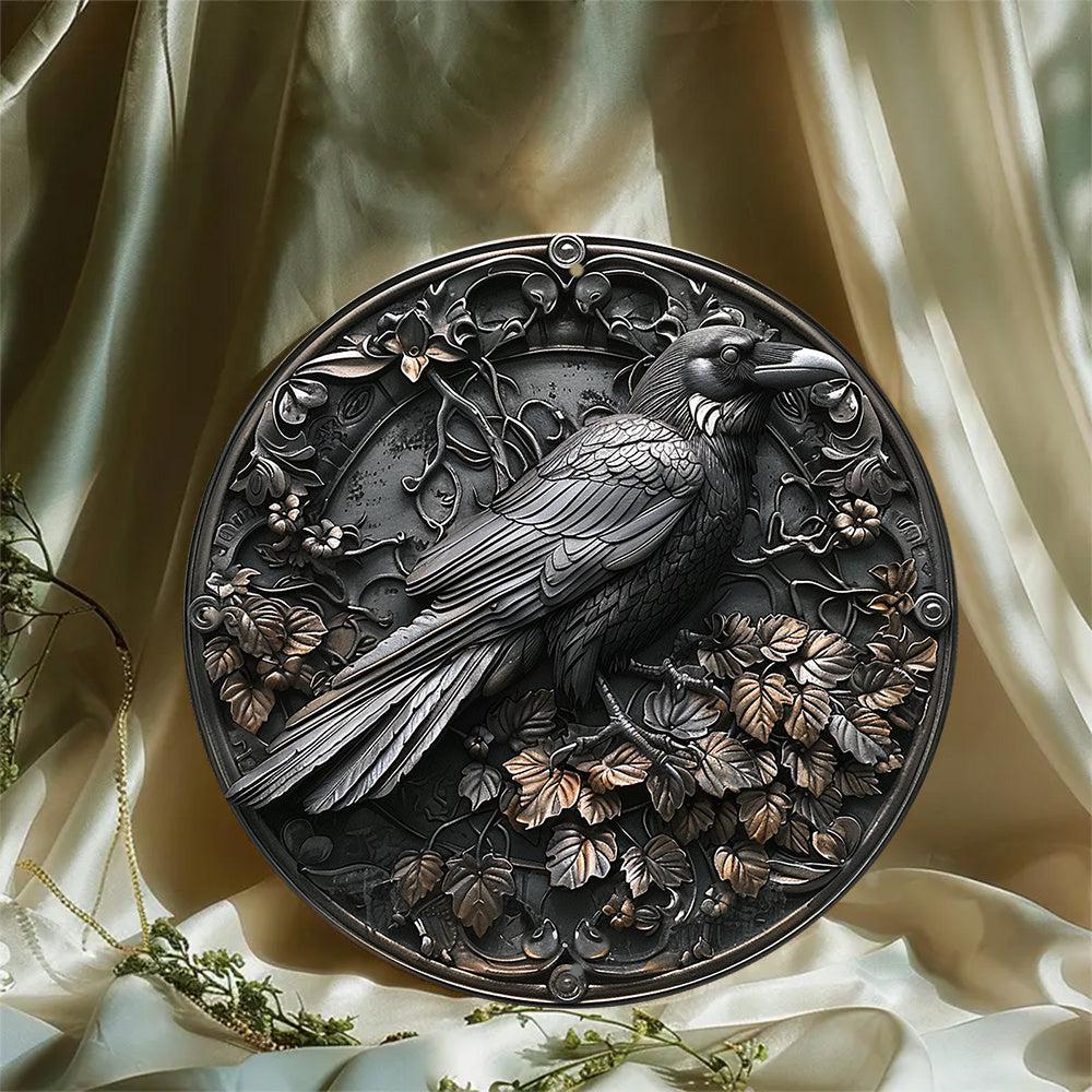 Black Raven Metal Sign Dark Crow Gothic Metal Sign-MoonChildWorld