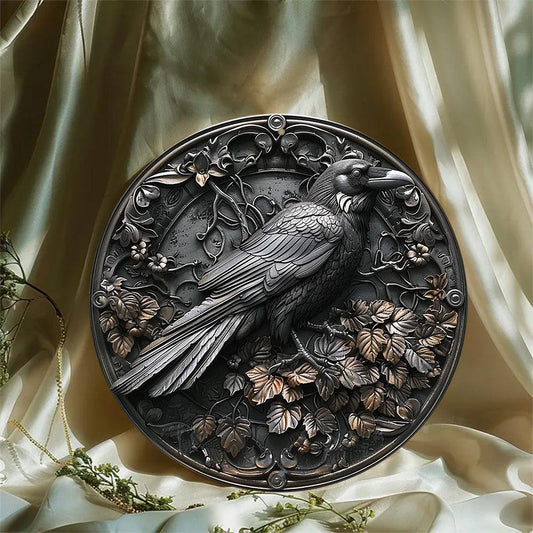 Black Raven Metal Sign Dark Crow Gothic Metal Sign-MoonChildWorld