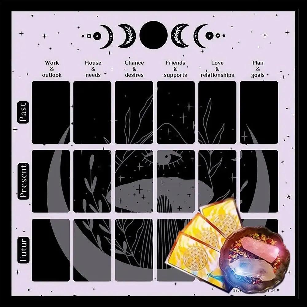 Phase Of The Moon Tarot Card Tablecloth Wicca Altar Cloth Pagan Pendulum Witchcraft Astrology Card Mat-MoonChildWorld