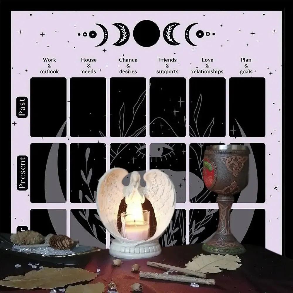 Phase Of The Moon Tarot Card Tablecloth Wicca Altar Cloth Pagan Pendulum Witchcraft Astrology Card Mat-MoonChildWorld