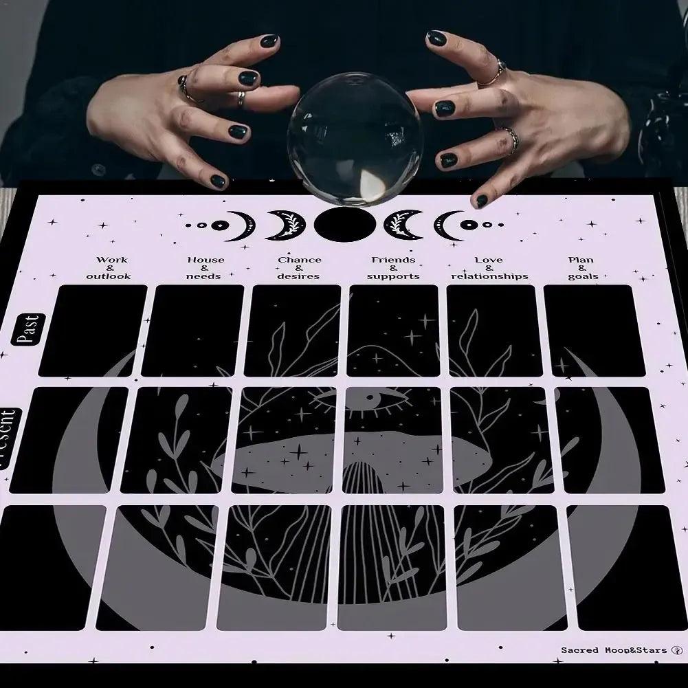 Phase Of The Moon Tarot Card Tablecloth Wicca Altar Cloth Pagan Pendulum Witchcraft Astrology Card Mat-MoonChildWorld