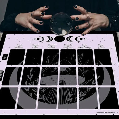 Phase Of The Moon Tarot Card Tablecloth Wicca Altar Cloth Pagan Pendulum Witchcraft Astrology Card Mat-MoonChildWorld
