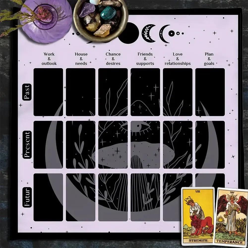 Phase Of The Moon Tarot Card Tablecloth Wicca Altar Cloth Pagan Pendulum Witchcraft Astrology Card Mat-MoonChildWorld