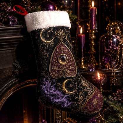 Planchette Christmas Stocking Purple Spirit Board Occult Decor, styled shot 2