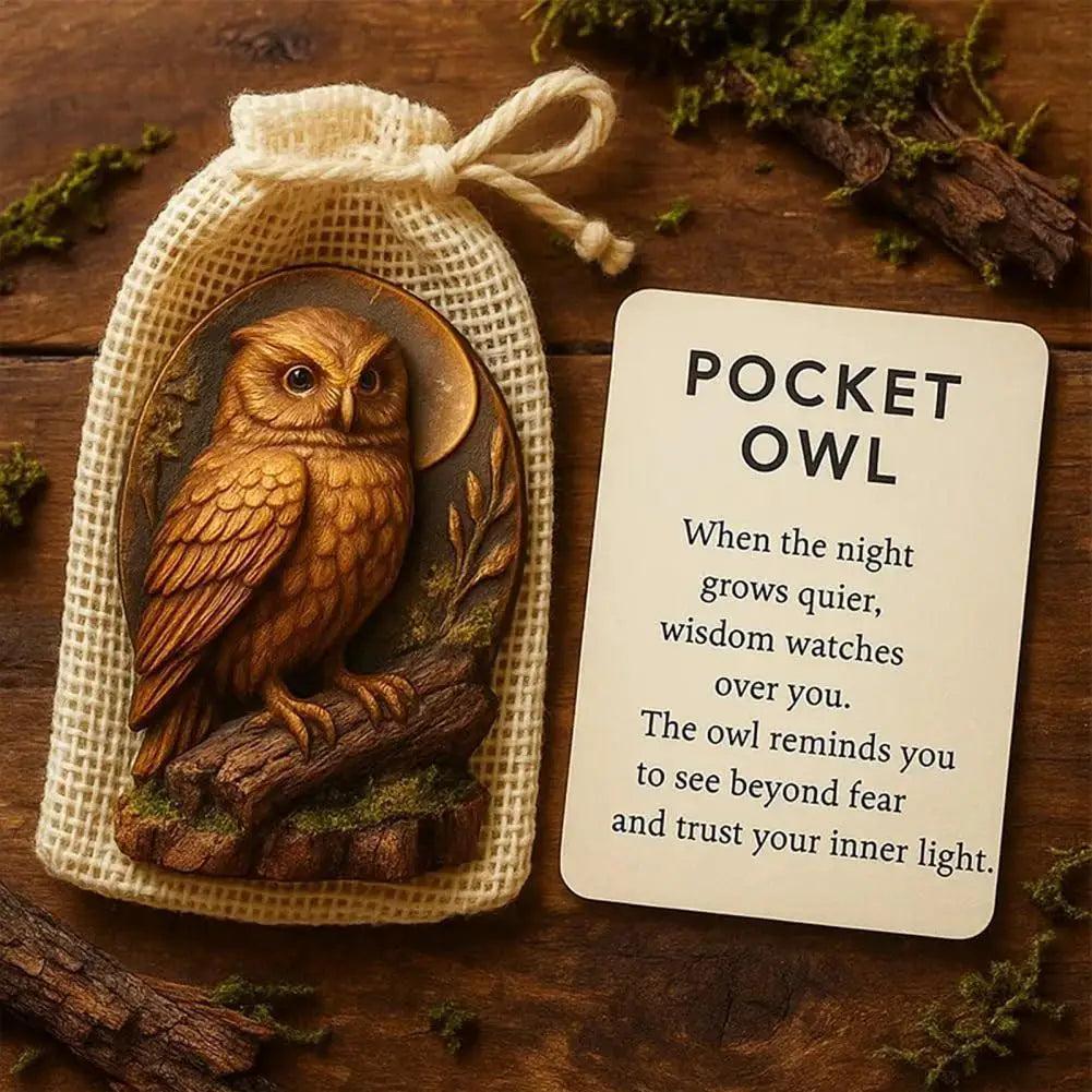 Pocket Hug with Card Heartwarming Featuring Crow, Wolf, Turtle, Owl, Rabbit-MoonChildWorld