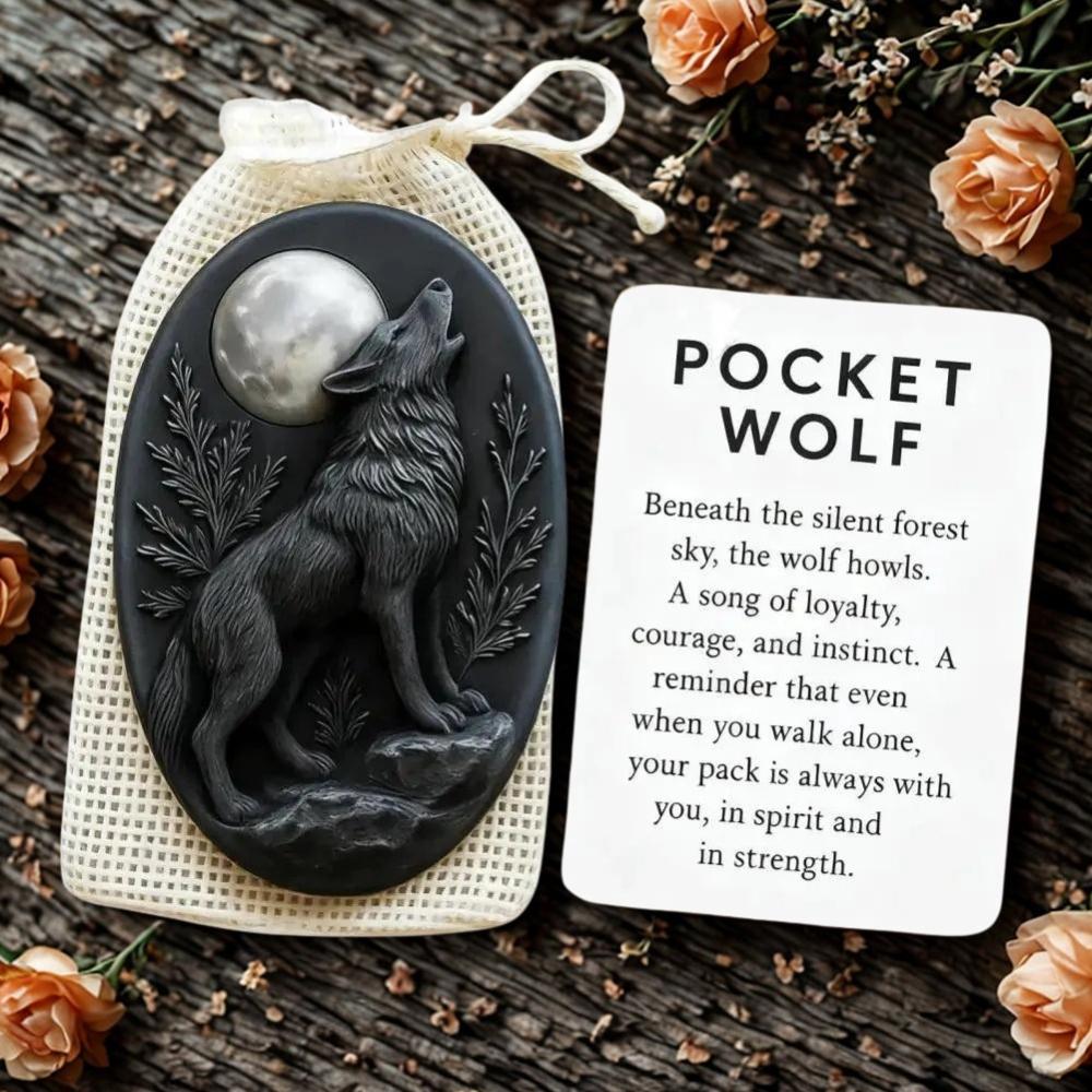 Pocket Hug with Card Heartwarming Featuring Crow, Wolf, Turtle, Owl, Rabbit-MoonChildWorld