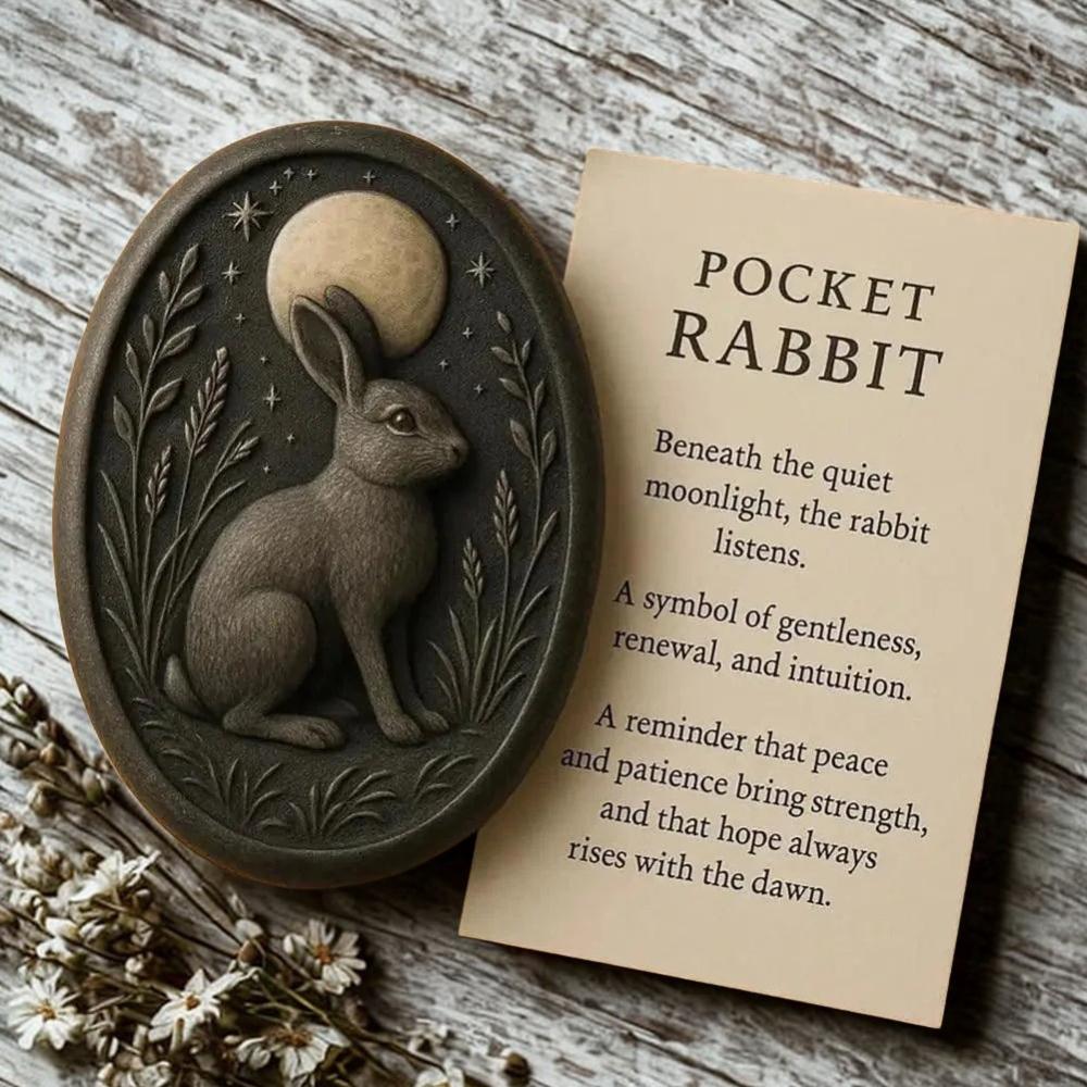 Pocket Hug with Card Heartwarming Featuring Crow, Wolf, Turtle, Owl, Rabbit-MoonChildWorld