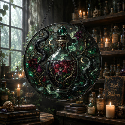 Poison Garden Potion Vial Glass Suncatcher - sunlight glow