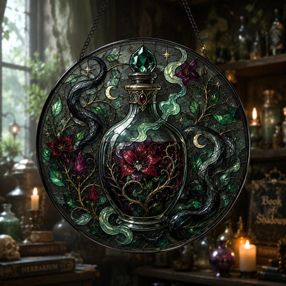 Poison Garden Potion Vial Glass Suncatcher - window display