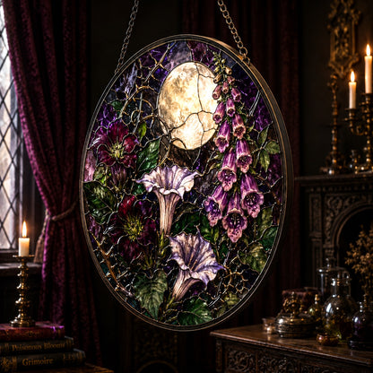 Poisonous Moon Garden Glass Suncatcher - close up detail