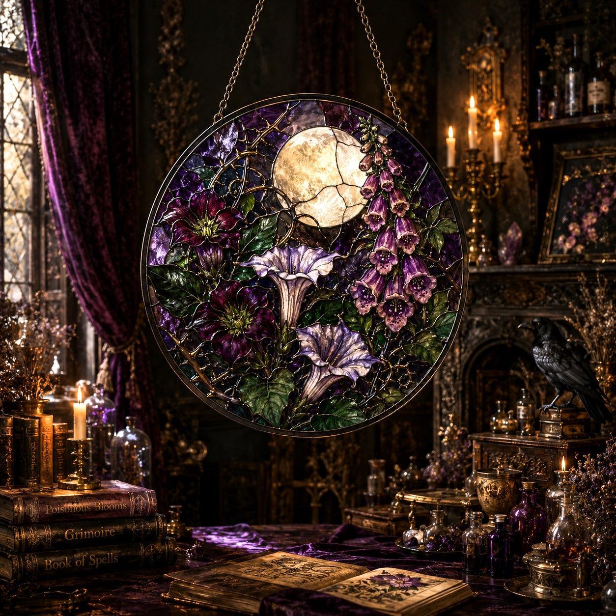 Poisonous Moon Garden Glass Suncatcher - sunlight glow