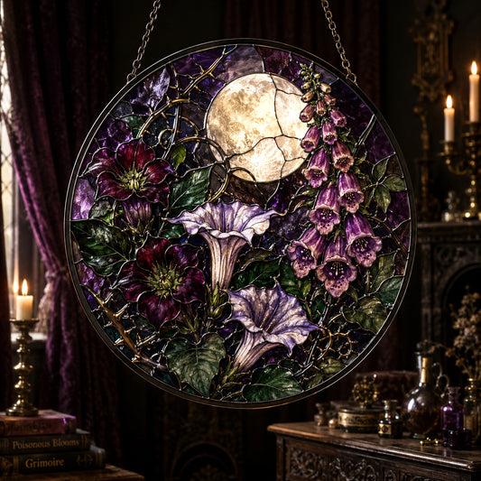 Poisonous Moon Garden Glass Suncatcher - window display