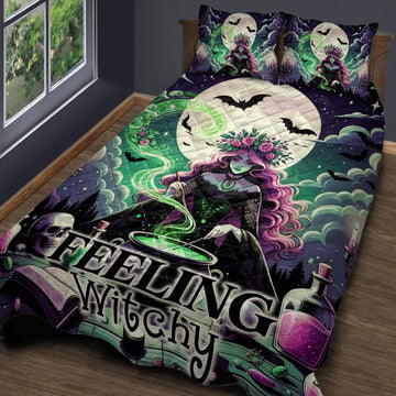 Potion Witch Halloween Quilt Bedding Set for Witchy Home Decor-MoonChildWorld