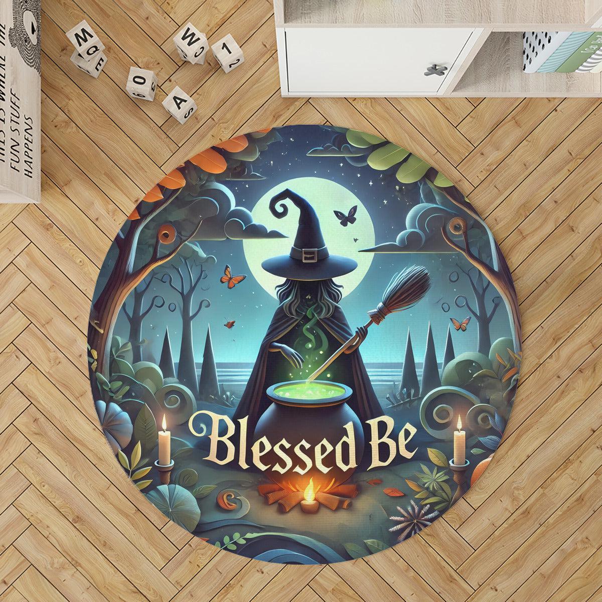 Potion Witch Round Rug Witchy Carpet for Halloween Home Decor-MoonChildWorld