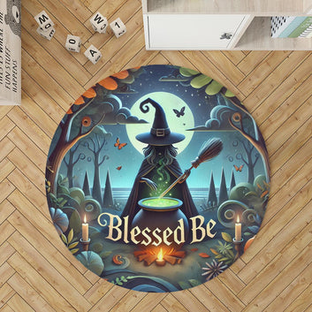 Potion Witch Round Rug Witchy Carpet for Halloween Home Decor-MoonChildWorld