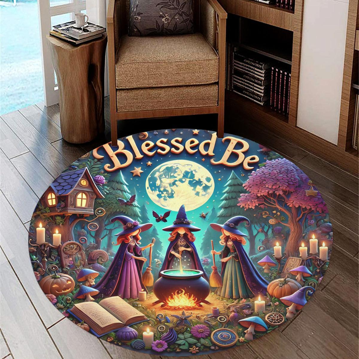 Potion Witches Round Rug Witch Sisters Carpet for Halloween Home Decor-MoonChildWorld