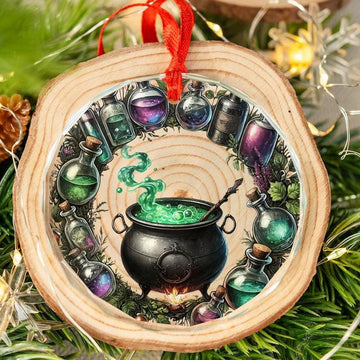 Potion Witch's Cauldron Glass Ornament Wicca Christmas Ornament-MoonChildWorld