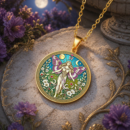 Psyche Goddess Necklace butterfly moon pendant – mystical altar photo 4