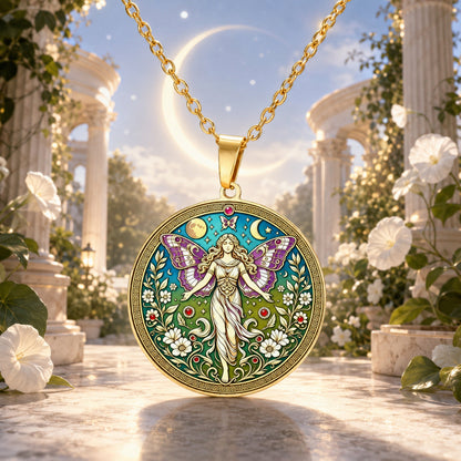 Psyche Goddess Necklace butterfly moon pendant – mystical altar photo 6
