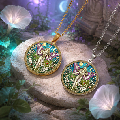 Psyche Goddess Necklace butterfly moon pendant – mystical altar photo 8