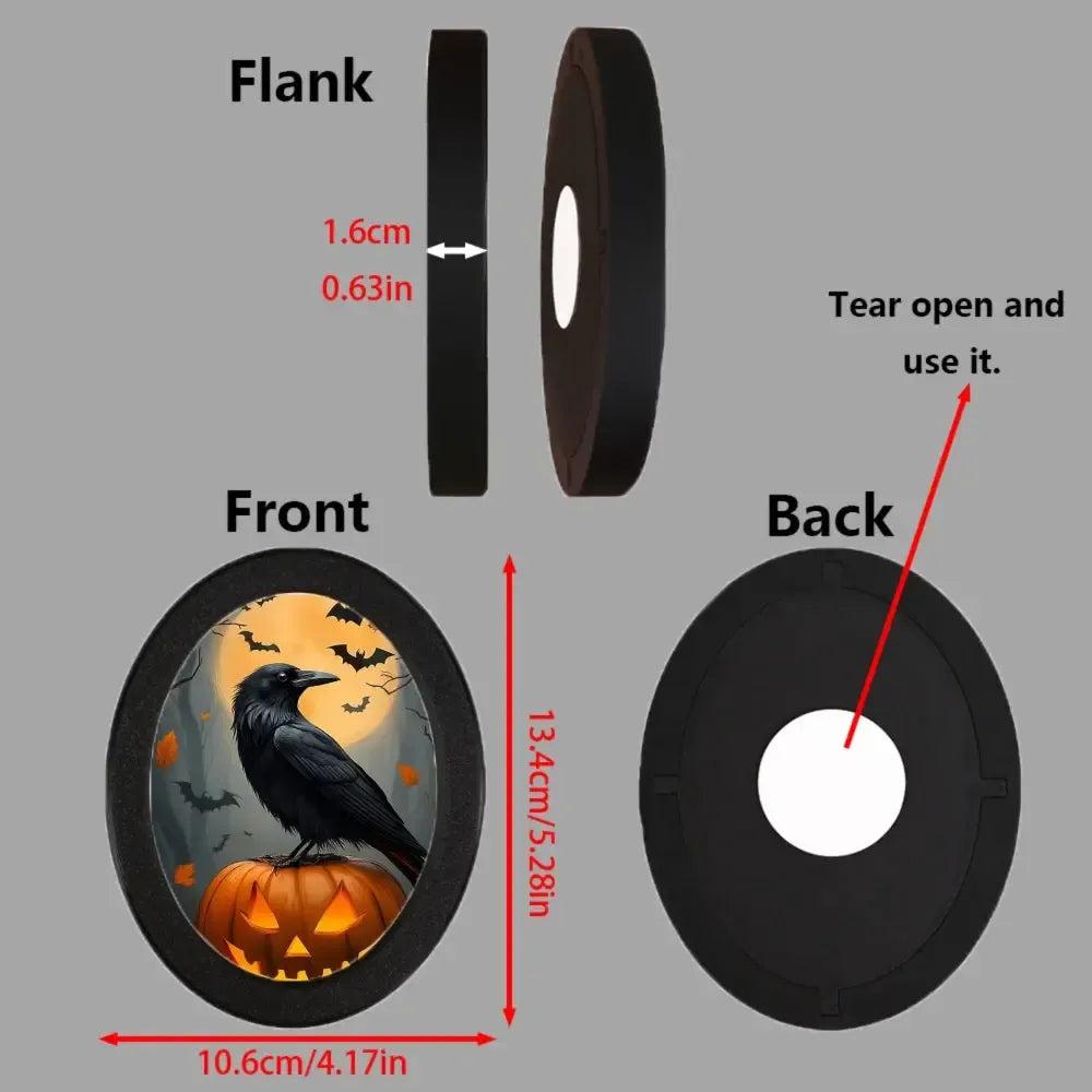 Pumpkin Crow Gothic Wooden Oval Frame - Witchy Raven Oval Wall Art - Halloween Wall Decoration-MoonChildWorld