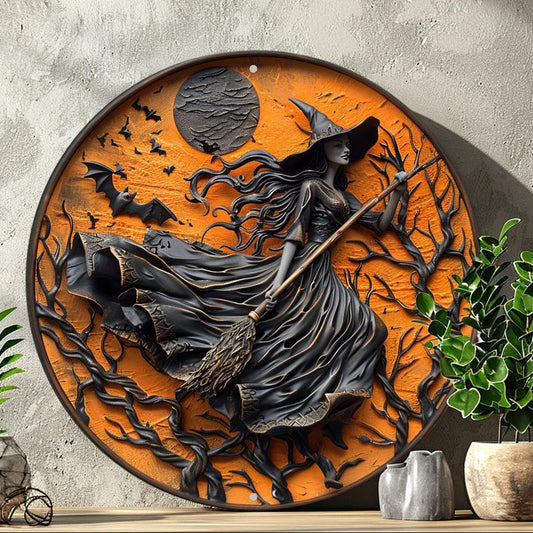 Broom Witch Wall Art Witchy Metal Sign Halloween Wall Decor-MoonChildWorld