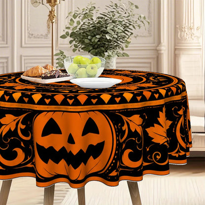 Pumpkin round tablecloth for Halloween seasonal decor
