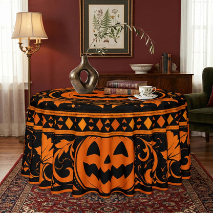 Pumpkin round tablecloth for Halloween seasonal decor
