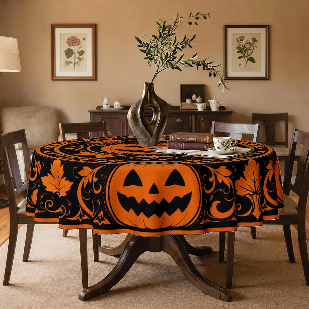Pumpkin round tablecloth for Halloween seasonal decor