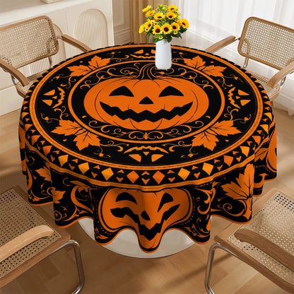 Pumpkin round tablecloth for Halloween seasonal decor