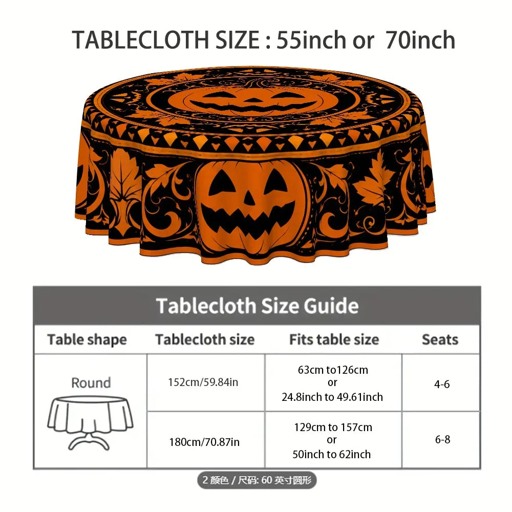 Pumpkin round tablecloth for Halloween seasonal decor