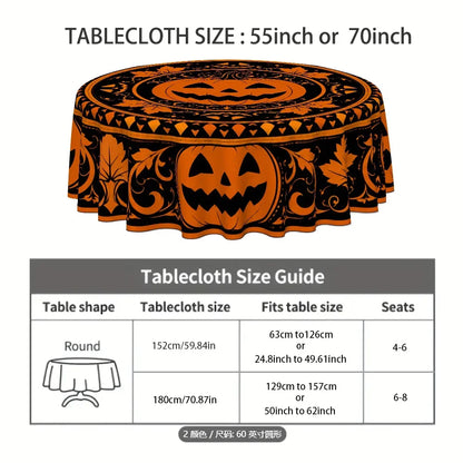Pumpkin round tablecloth for Halloween seasonal decor