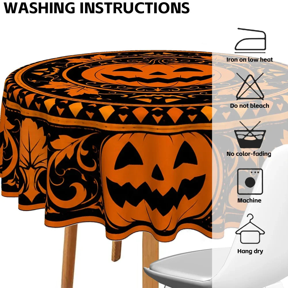 Pumpkin round tablecloth for Halloween seasonal decor