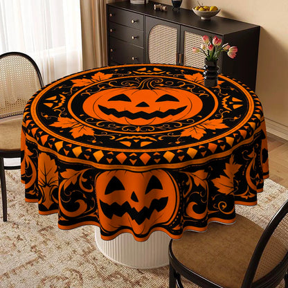 Pumpkin round tablecloth for Halloween seasonal decor