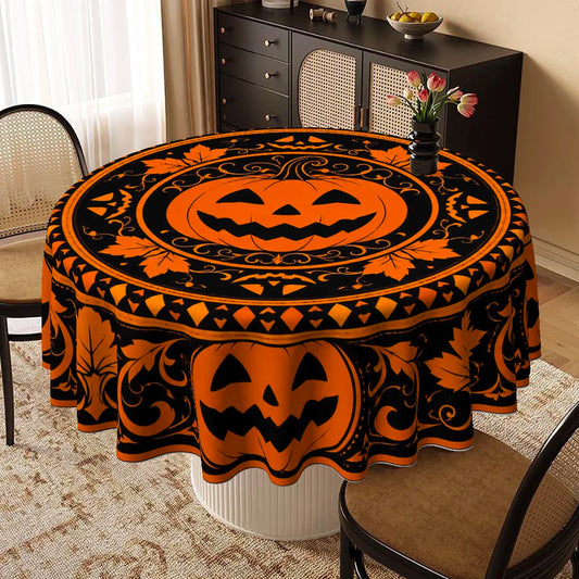 Pumpkin round tablecloth for Halloween seasonal decor