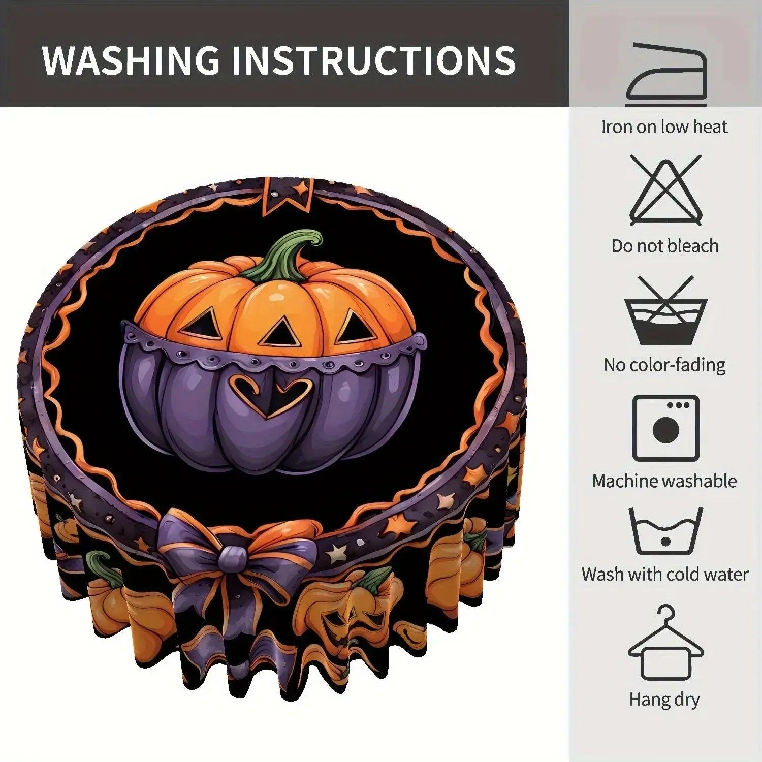 Pumpkin Spooky Tablecloth for Witch Halloween Home Decor-MoonChildWorld