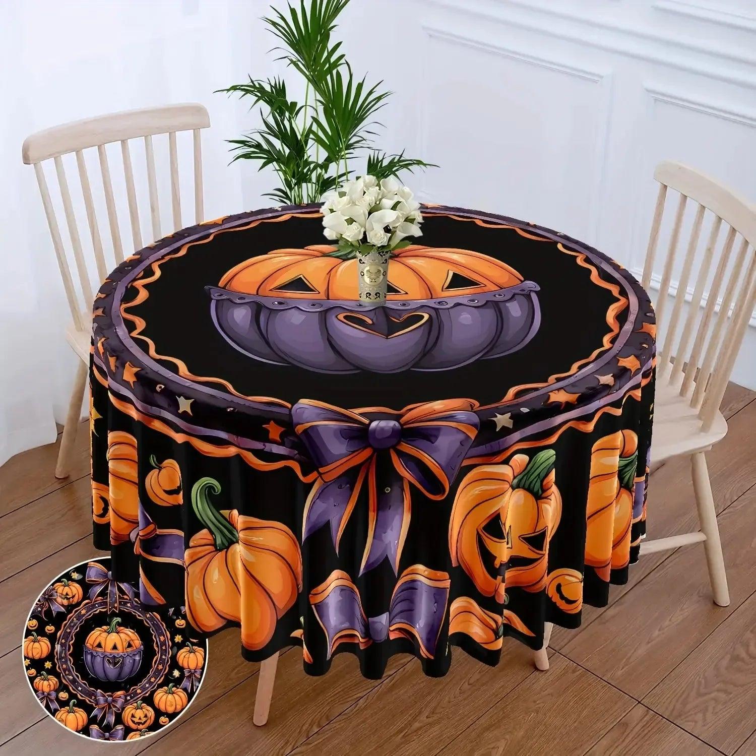 Pumpkin Spooky Tablecloth for Witch Halloween Home Decor-MoonChildWorld