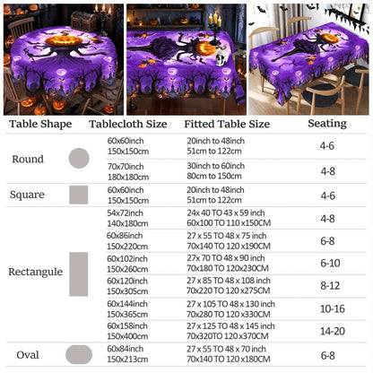 Pumpkin Witch Halloween Tablecloth Eerie Spooky Table Decor-MoonChildWorld